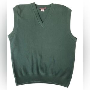 Vintage Andrew Roman Men’s 100% Cotton Knit Green Vest Old Money Preppy Large
